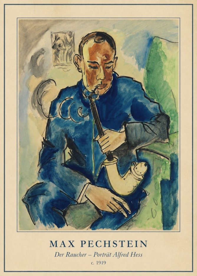 Max Pechstein Der Raucher – Porträt Alfred Hess No4 - Affiche