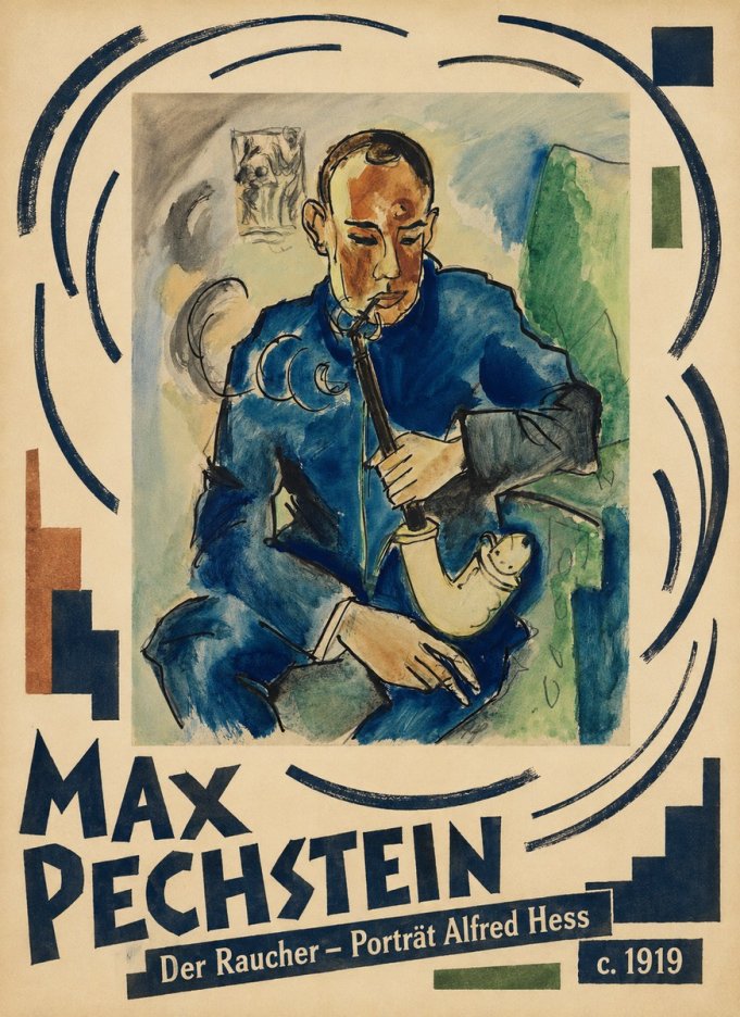 Max Pechstein Der Raucher – Porträt Alfred Hess No6 - Affiche