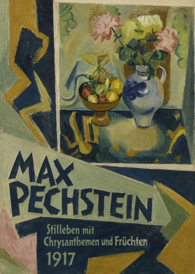 Max Pechstein Stilleben Mit Chrysanthemen Und Früchten No3 - Affiche