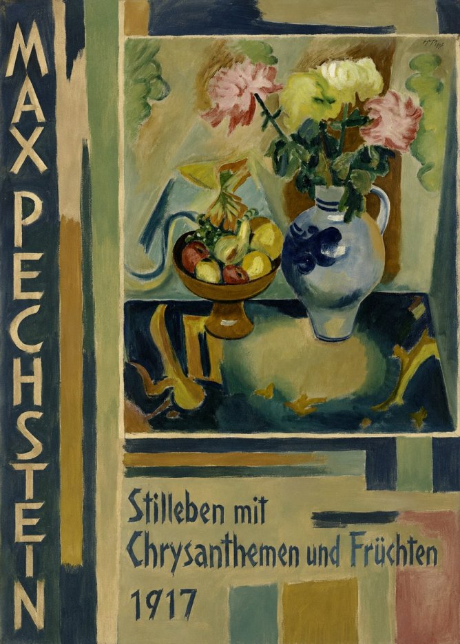 Max Pechstein Stilleben Mit Chrysanthemen Und Früchten No4 - Affiche