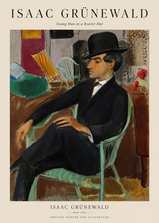 Isaac Grünewald Young Man in a Bowler Hat No1 - Affiche