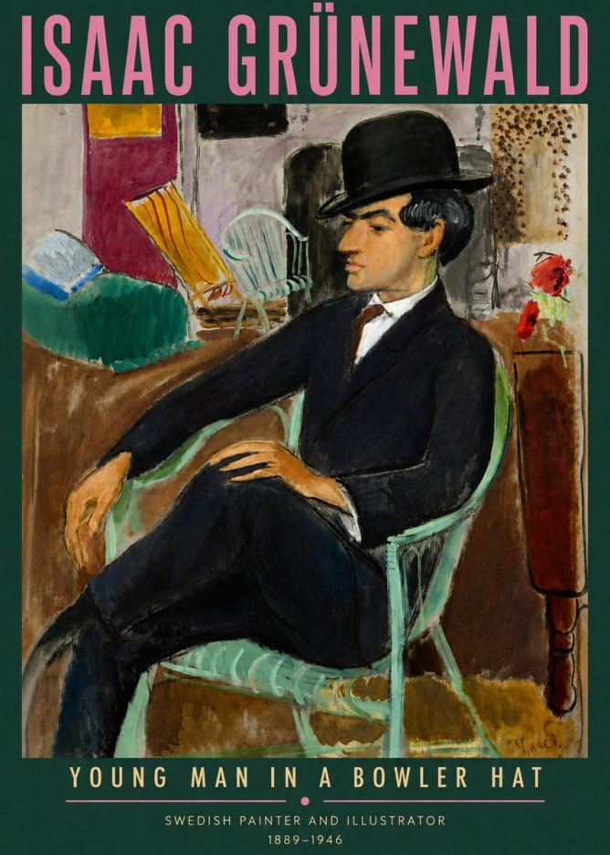 Isaac Grünewald Young Man in a Bowler Hat No3 - Affiche