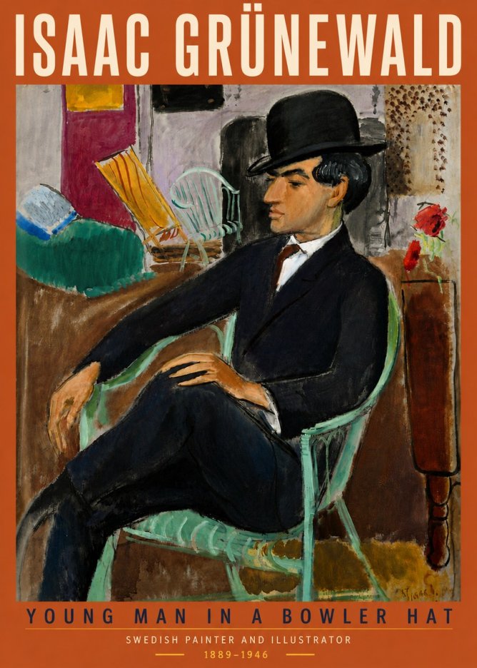 Isaac Grünewald Young Man in a Bowler Hat No5 - Affiche