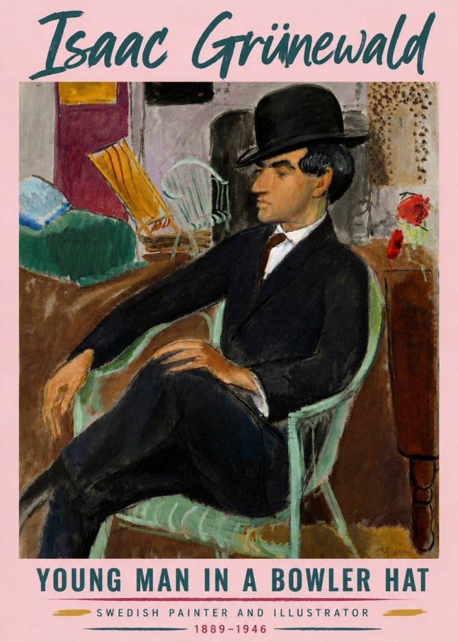 Isaac Grünewald Young Man in a Bowler Hat No6 - Affiche