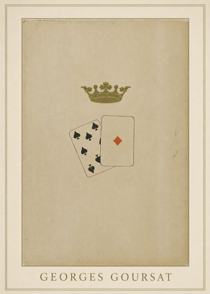 Georges Goursat Crown and Playing Cards No3 - Affiche
