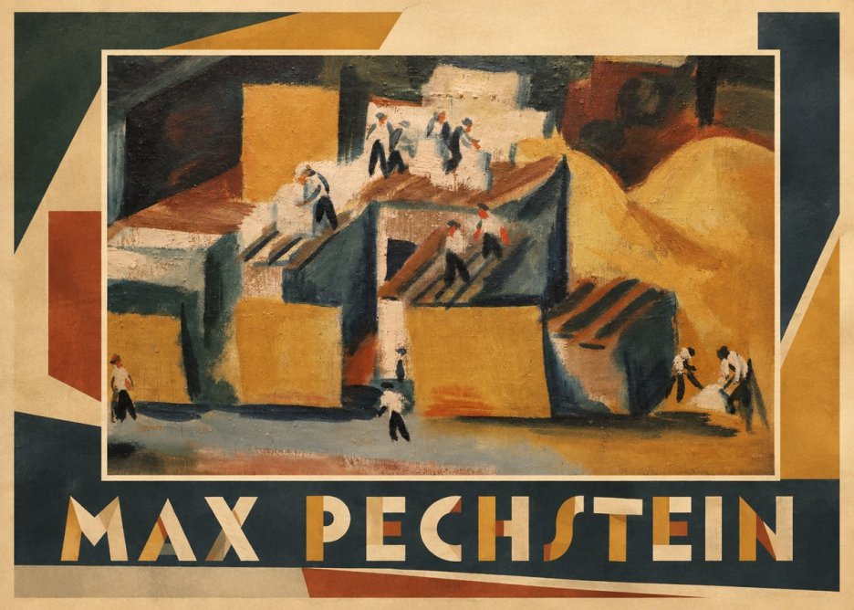 Max Pechstein Workers on Rooftops No4 - Affiche