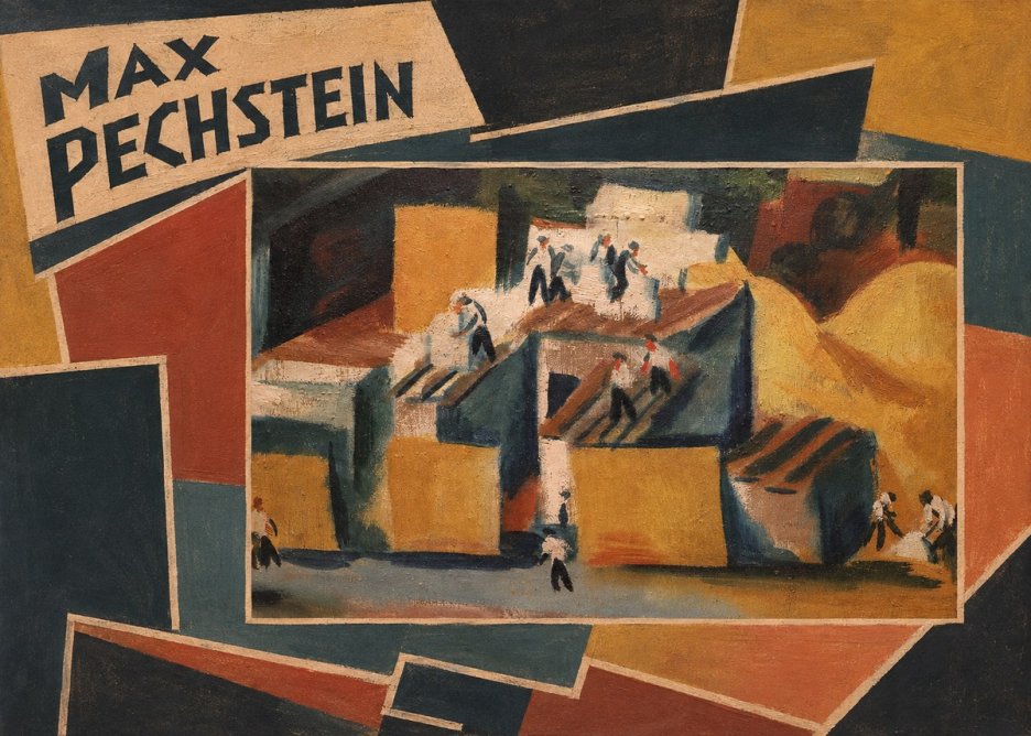 Max Pechstein Workers on Rooftops No6 - Affiche