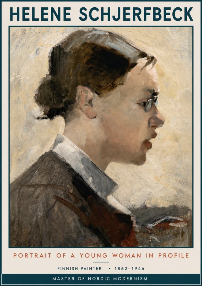 Helene Schjerfbeck Portrait of a Young Woman in Profile No3 - Affiche