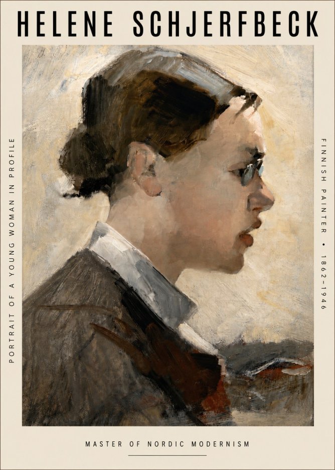 Helene Schjerfbeck Portrait of a Young Woman in Profile No4 - Affiche