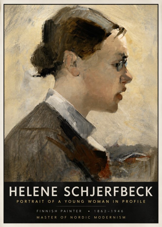 Helene Schjerfbeck Portrait of a Young Woman in Profile No6 - Affiche