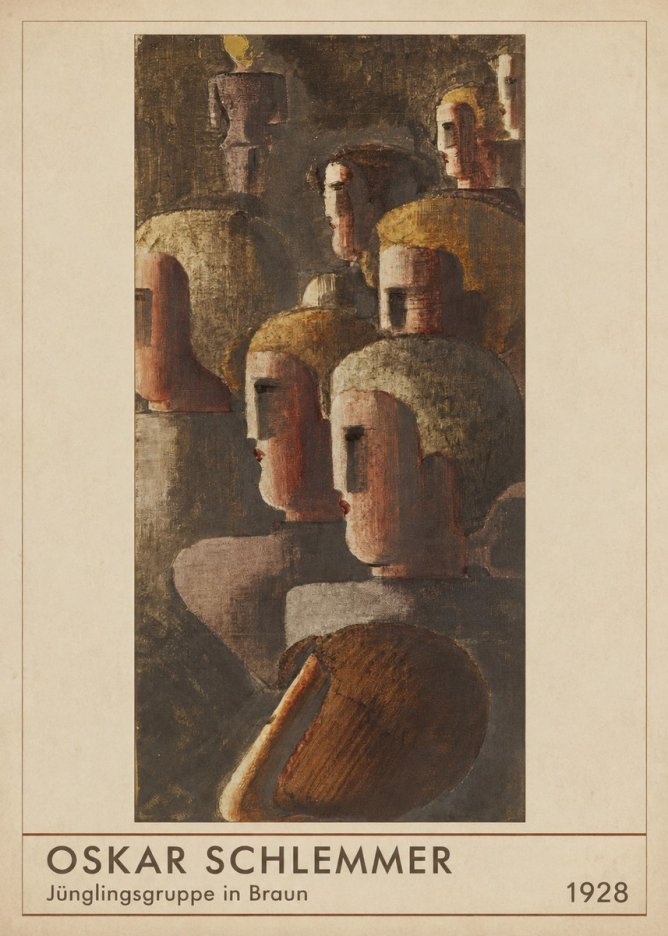 Oskar Schlemmer Jünglingsgruppe in Braun No1 - Affiche