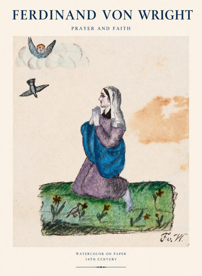 Ferdinand von Wright A Woman in Prayer No2 - Affiche