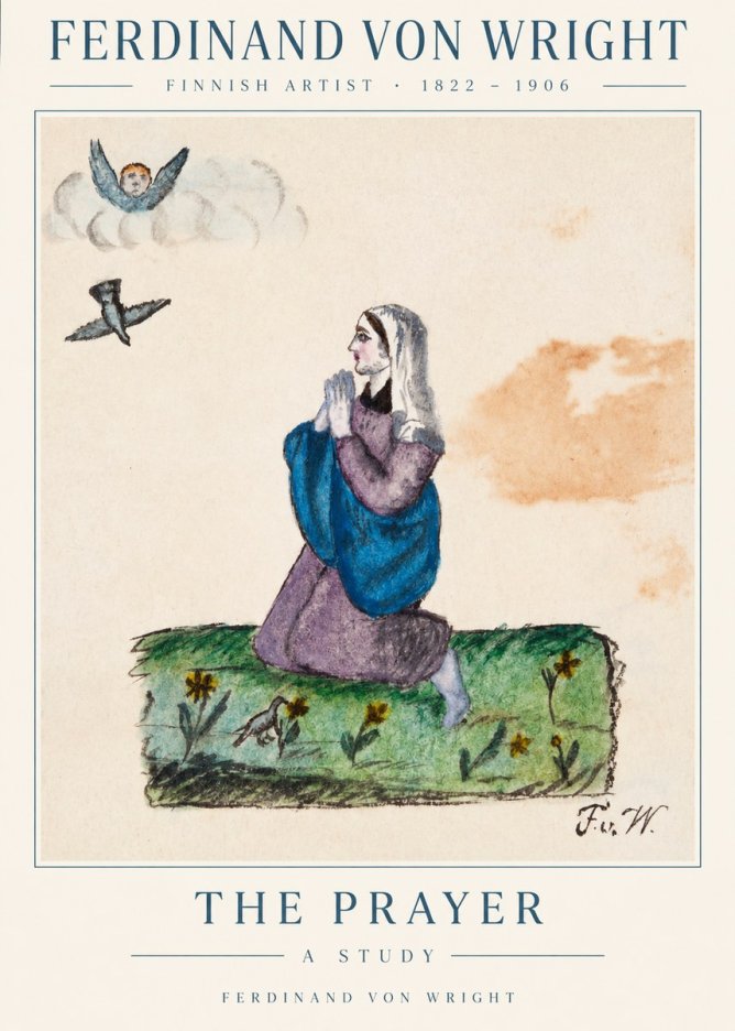 Ferdinand von Wright A Woman in Prayer No3 - Affiche