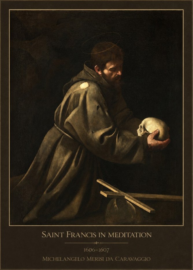 Michelangelo Merisi da Caravaggio Saint Francis in Meditation I No1 - Affiche