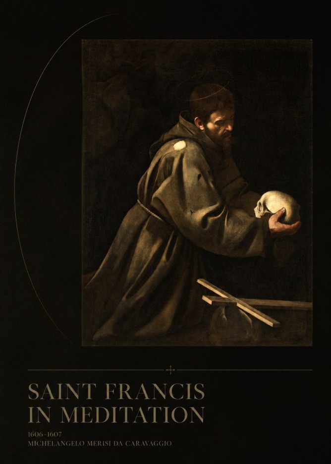 Michelangelo Merisi da Caravaggio Saint Francis in Meditation I No5 - Affiche