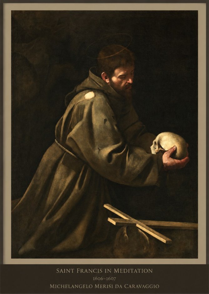 Michelangelo Merisi da Caravaggio Saint Francis in Meditation I No6 - Affiche