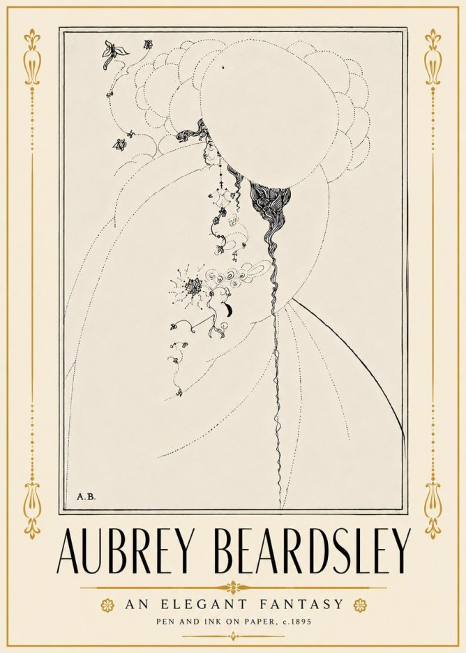 Aubrey Beardsley An Elegant Fantasy No5 - Affiche