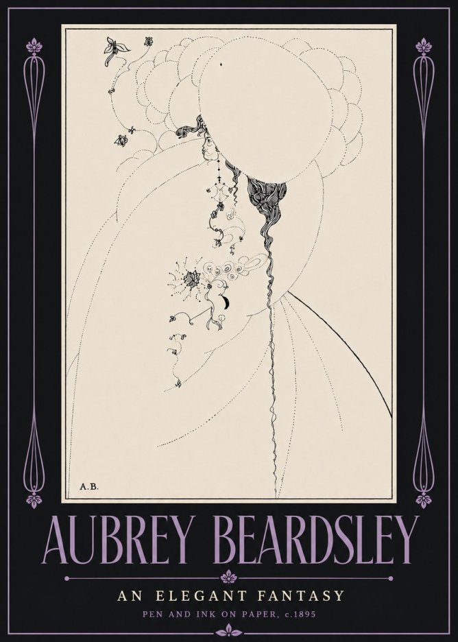 Aubrey Beardsley An Elegant Fantasy No6 - Affiche