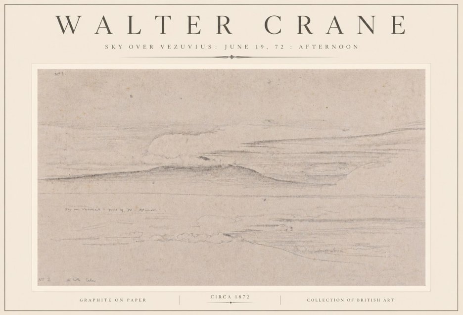 Walter Crane Sky over Vezuvius: June 19, 72 : Afternoon No6 - Affiche