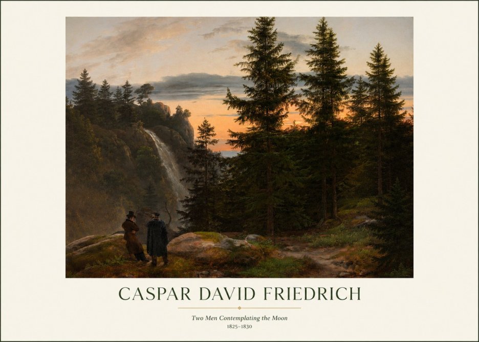 Caspar David Friedrich Two Men Contemplating the Moon I No1 - Affiche
