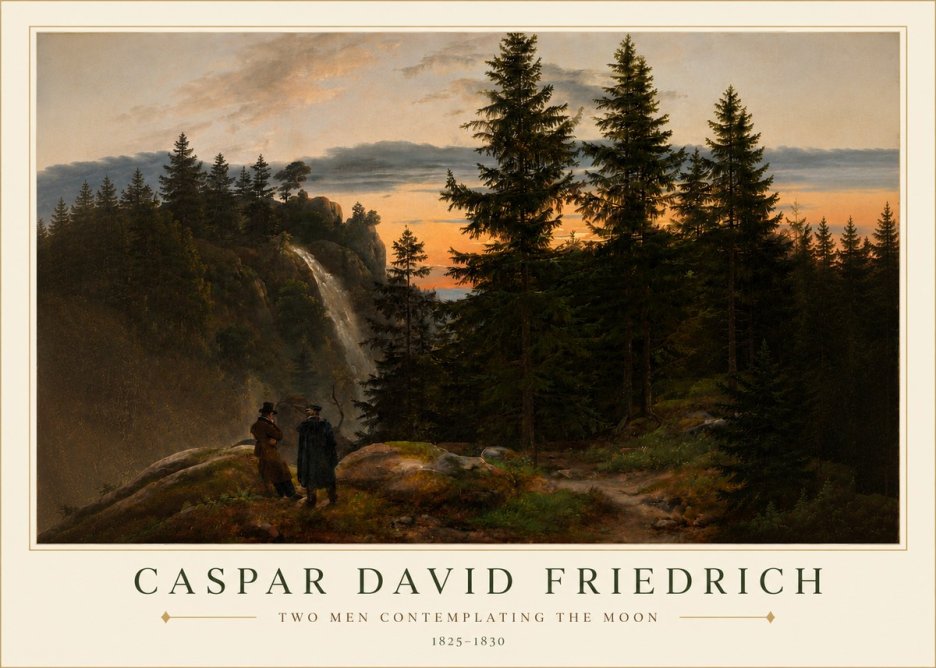 Caspar David Friedrich Two Men Contemplating the Moon I No3 - Affiche