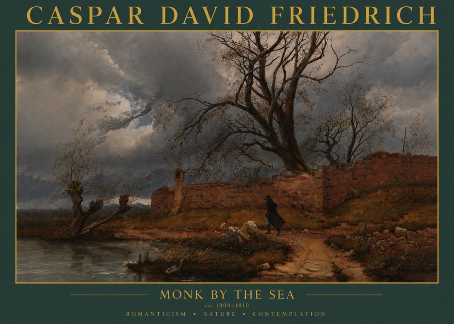 Caspar David Friedrich Autumn Landscape with Ruin No4 - Affiche