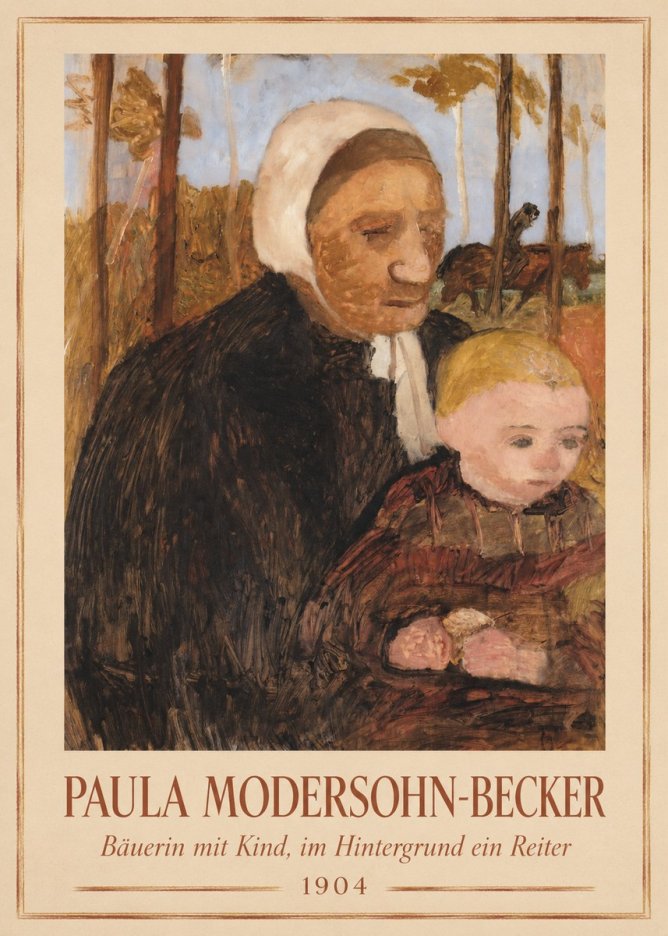Paula Modersohn-Becker Bäuerin Mit Kind, Im Hintergrund Ein Reiter No1 - Affiche