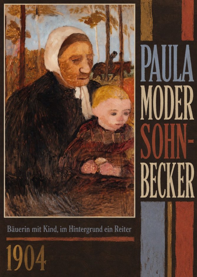 Paula Modersohn-Becker Bäuerin Mit Kind, Im Hintergrund Ein Reiter No2 - Affiche