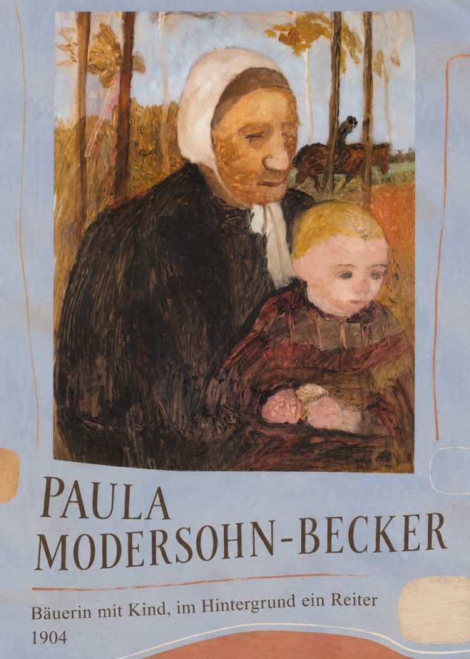 Paula Modersohn-Becker Bäuerin Mit Kind, Im Hintergrund Ein Reiter No3 - Affiche