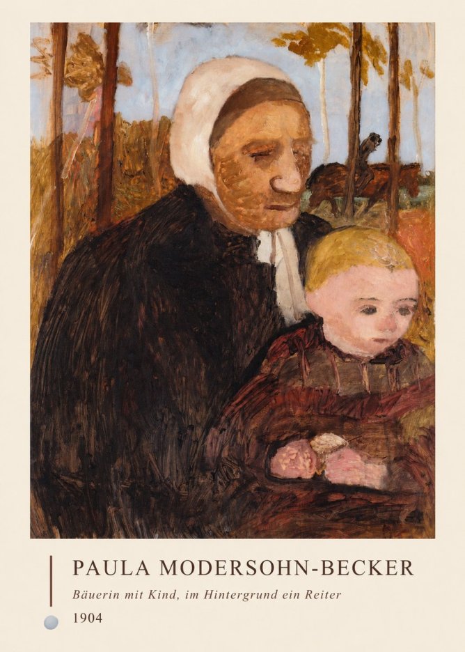 Paula Modersohn-Becker Bäuerin Mit Kind, Im Hintergrund Ein Reiter No4 - Affiche