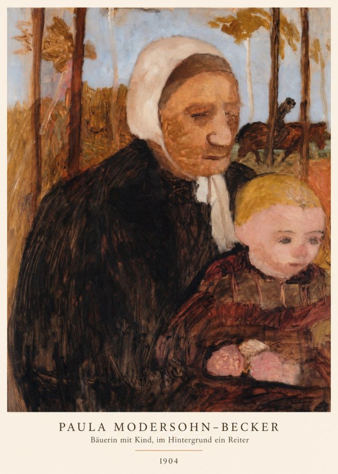 Paula Modersohn-Becker Bäuerin Mit Kind, Im Hintergrund Ein Reiter No6 - Affiche