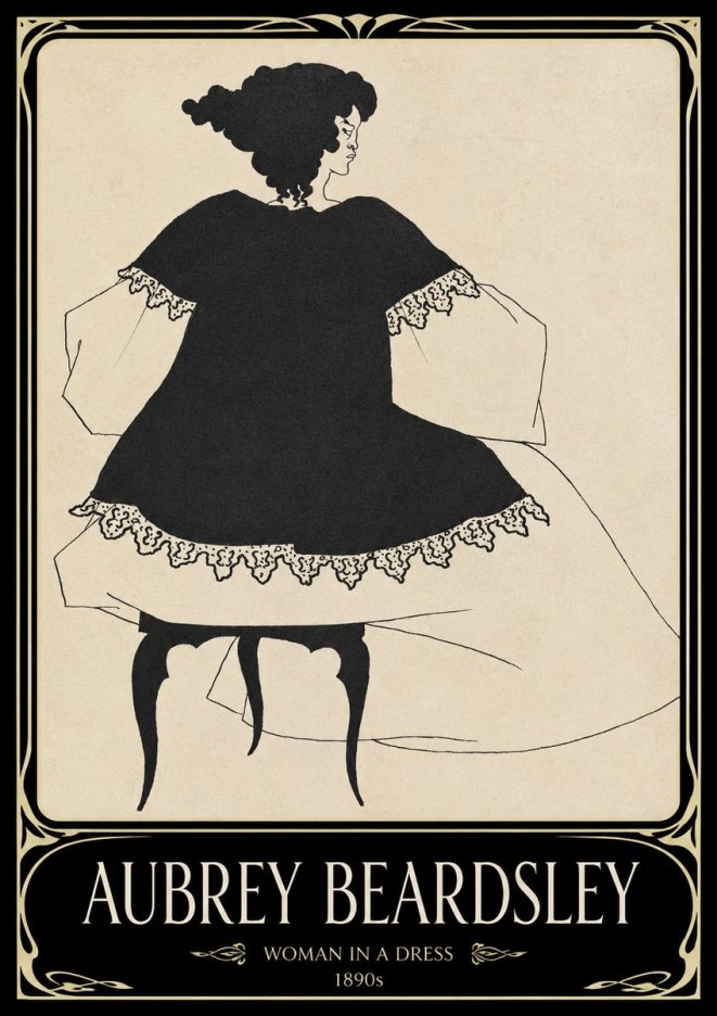 Aubrey Beardsley Woman in a Dress No1 - Affiche
