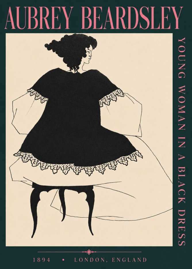 Aubrey Beardsley Woman in a Dress No4 - Affiche