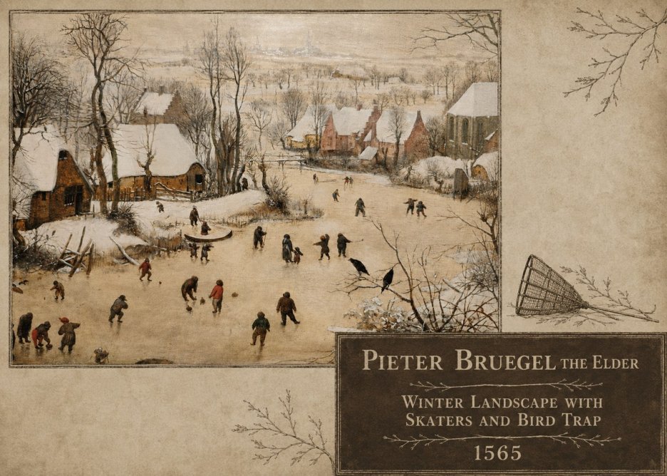 Pieter Bruegel Winter Landscape with Skaters and Bird Trap No5 - Affiche