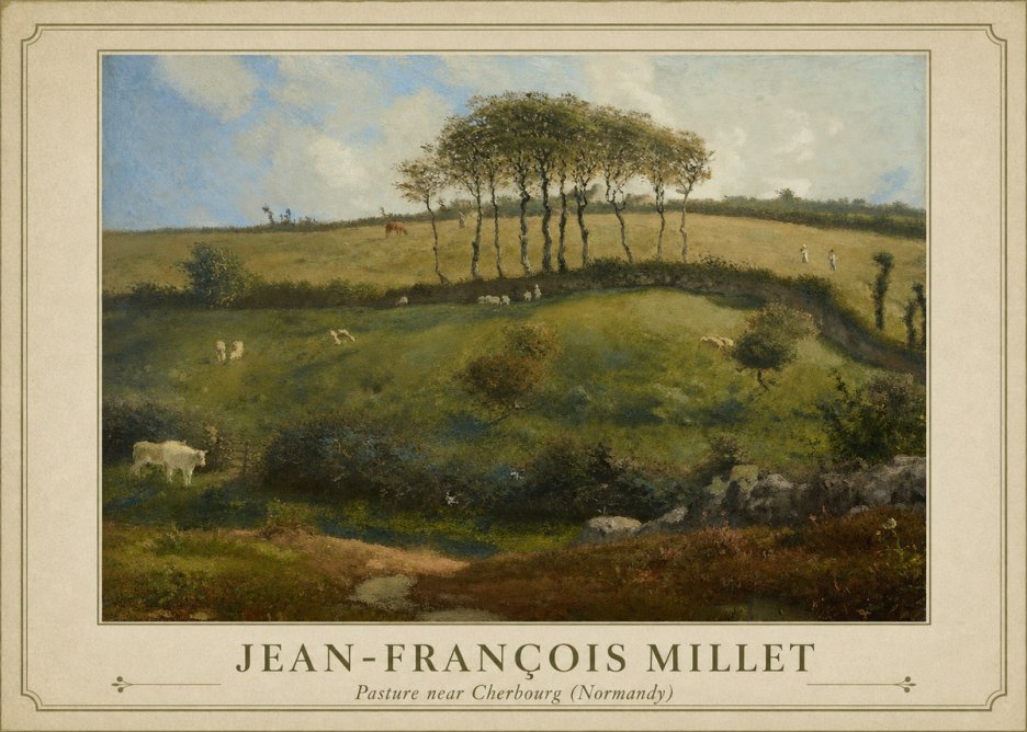Jean-François Millet Pasture Near Cherbourg (Normandy) No1 - Affiche