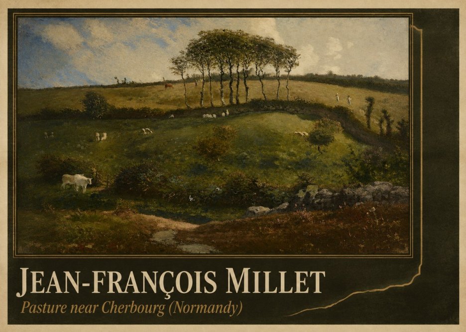Jean-François Millet Pasture Near Cherbourg (Normandy) No4 - Affiche