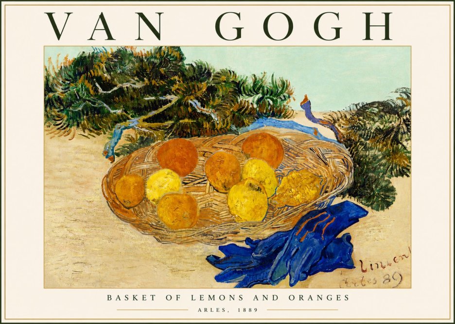 Van Gogh Basket of Lemons and Oranges No5 - Affiche