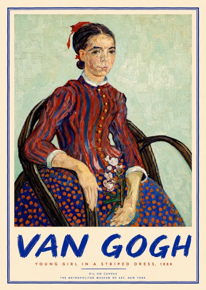 Van Gogh Young Girl in a Striped Dress, 1888 No2 - Affiche