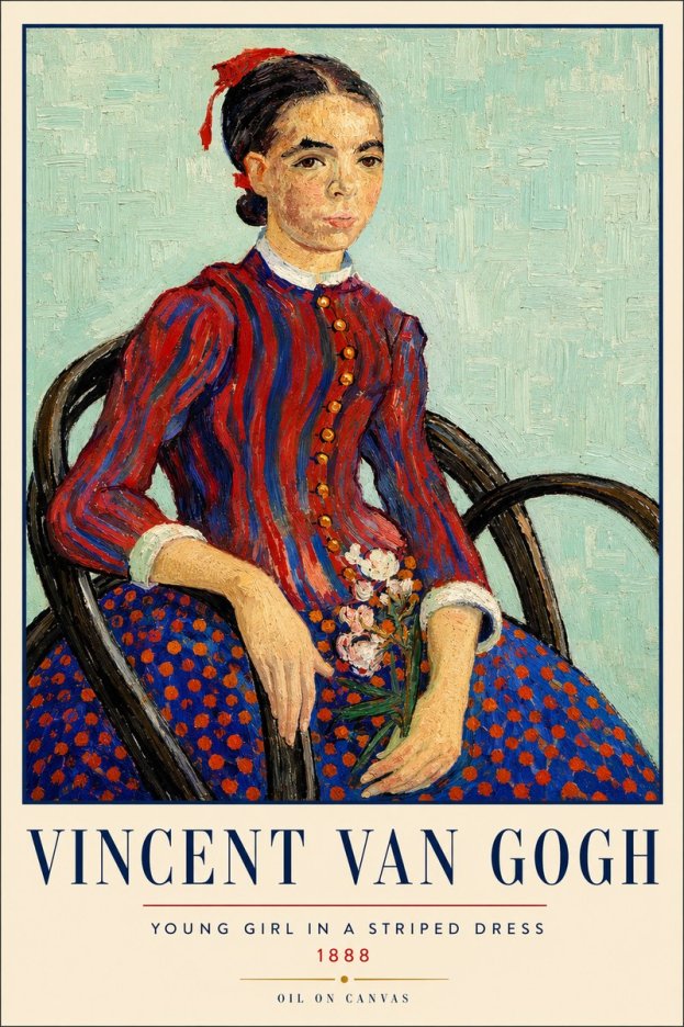 Van Gogh Young Girl in a Striped Dress, 1888 No3 - Affiche