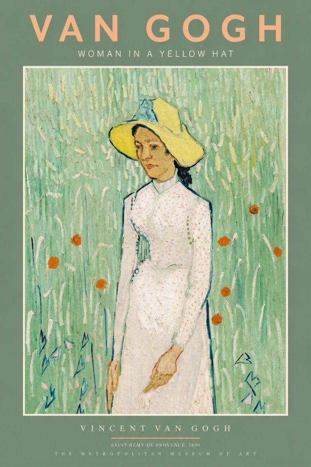 Van Gogh Woman in a Yellow Hat No2 - Affiche