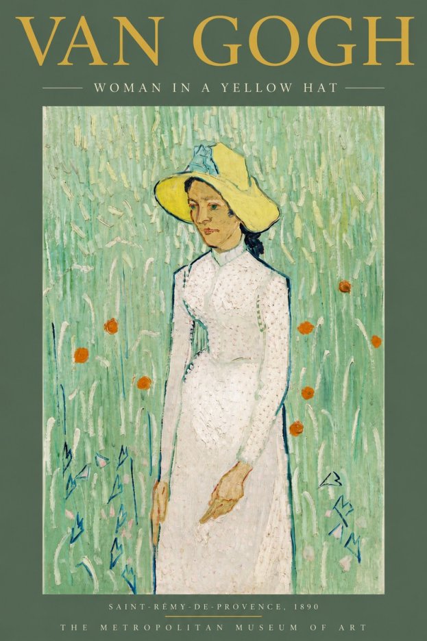 Van Gogh Woman in a Yellow Hat No4 - Affiche