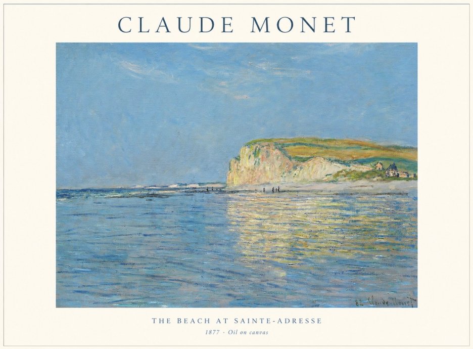 Monet The Beach at Sainte-adresse III No1 - Affiche