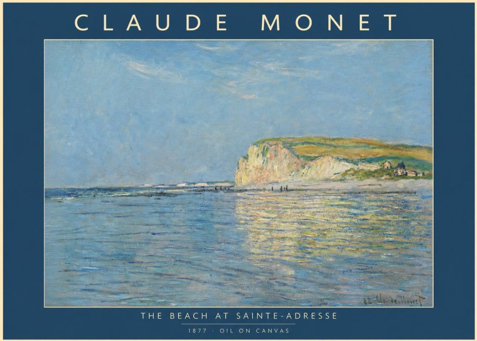 Monet The Beach at Sainte-adresse III No2 - Affiche