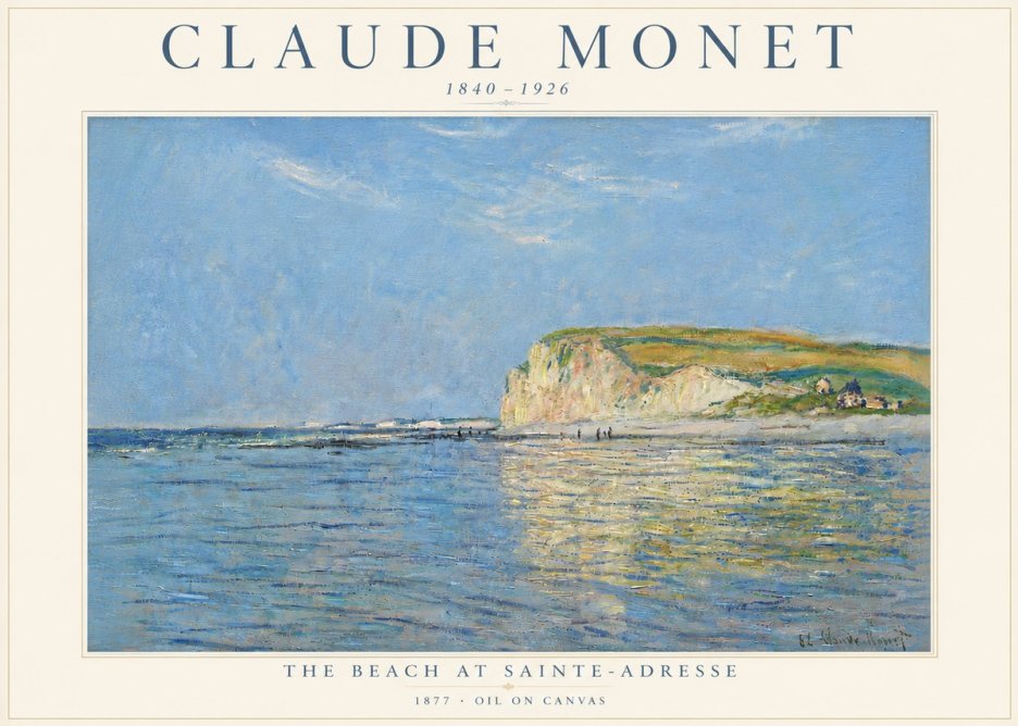 Monet The Beach at Sainte-adresse III No6 - Affiche