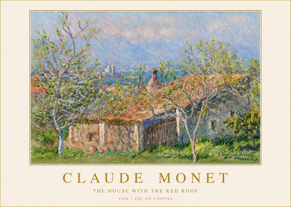 Monet The House with the Red Roof No2 - Affiche