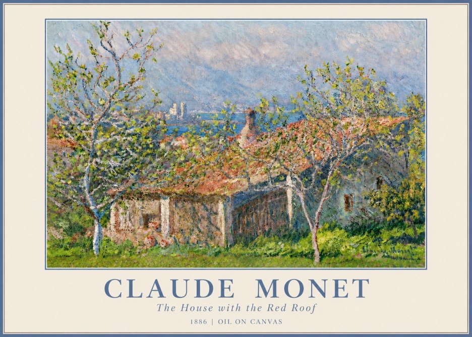 Monet The House with the Red Roof No3 - Affiche