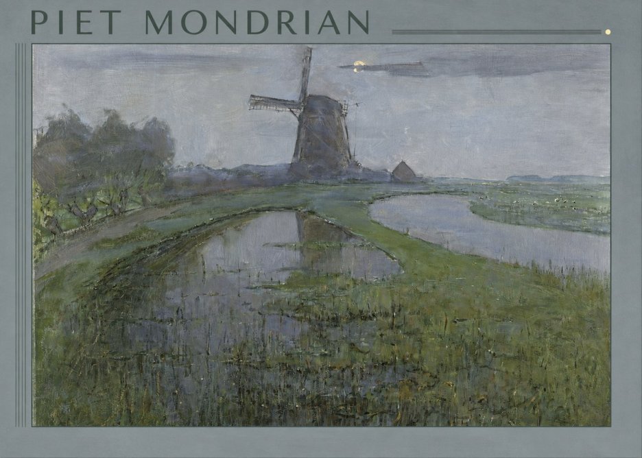Piet Mondrian Windmill by the Water II No1 - Affiche