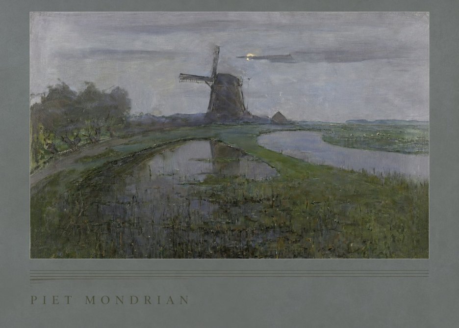 Piet Mondrian Windmill by the Water II No2 - Affiche