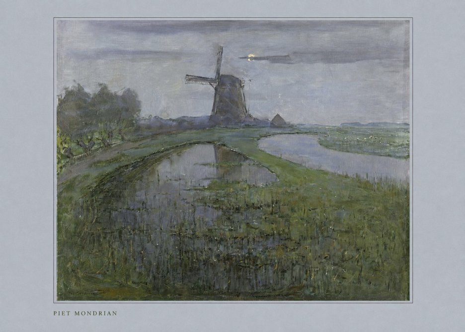 Piet Mondrian Windmill by the Water II No3 - Affiche