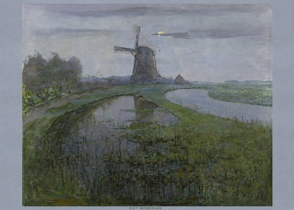 Piet Mondrian Windmill by the Water II No6 - Affiche